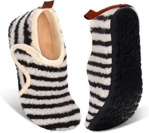 Ibeauti Womens Mens House Slippers Rubber Sole Indoor Slipper Socks Lightweight Fleece Lined Slip-on Barefoot Slippers