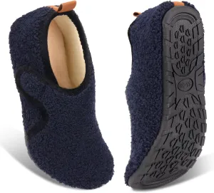 Ibeauti Womens Mens House Slippers Rubber Sole Indoor Slipper Socks Lightweight Fleece Lined Slip-on Barefoot Slippers
