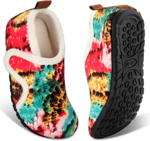 Ibeauti Womens Mens House Slippers Rubber Sole Indoor Slipper Socks Lightweight Fleece Lined Slip-on Barefoot Slippers