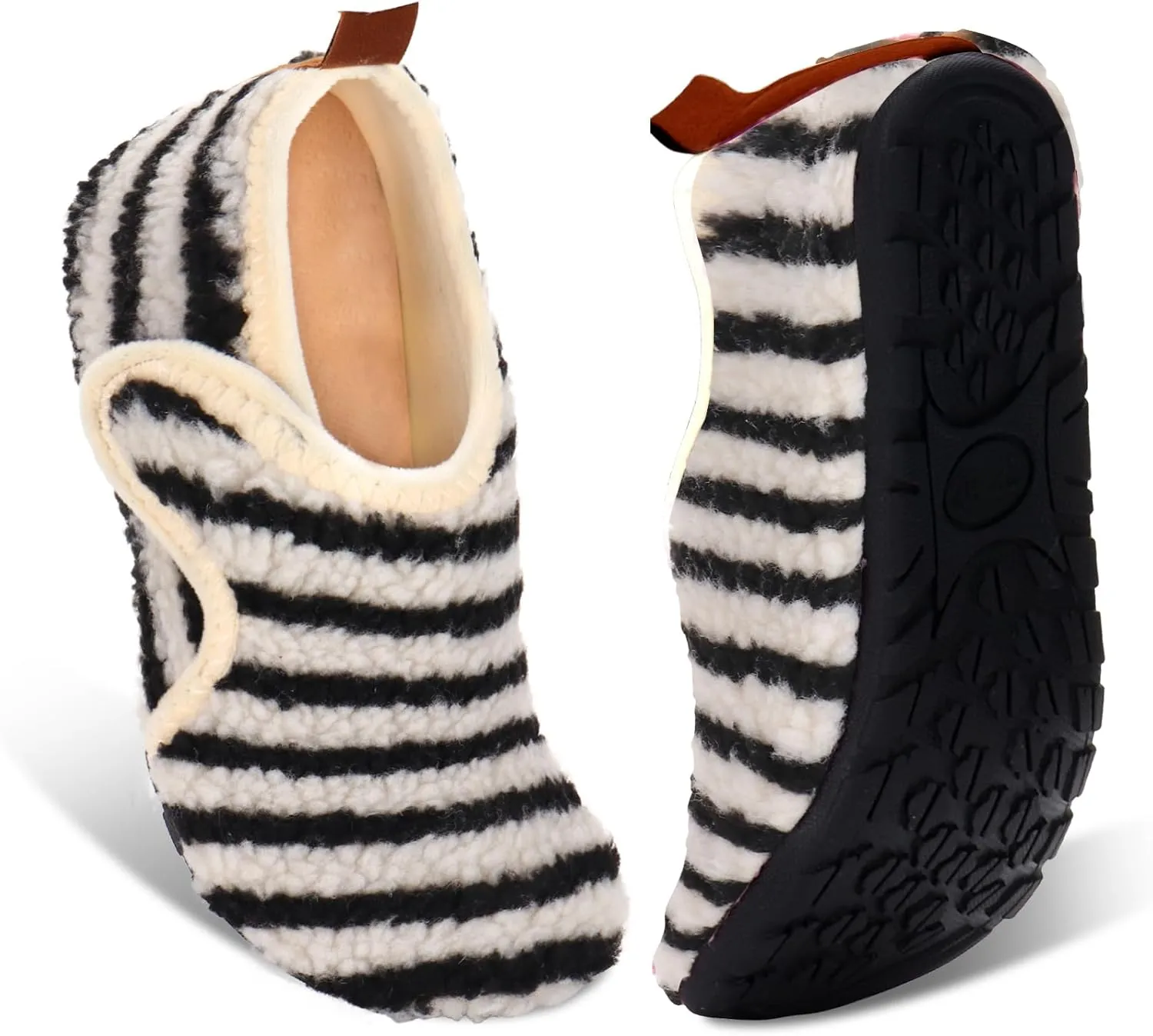 Ibeauti Womens Mens House Slippers Rubber Sole Indoor Slipper Socks Lightweight Fleece Lined Slip-on Barefoot Slippers