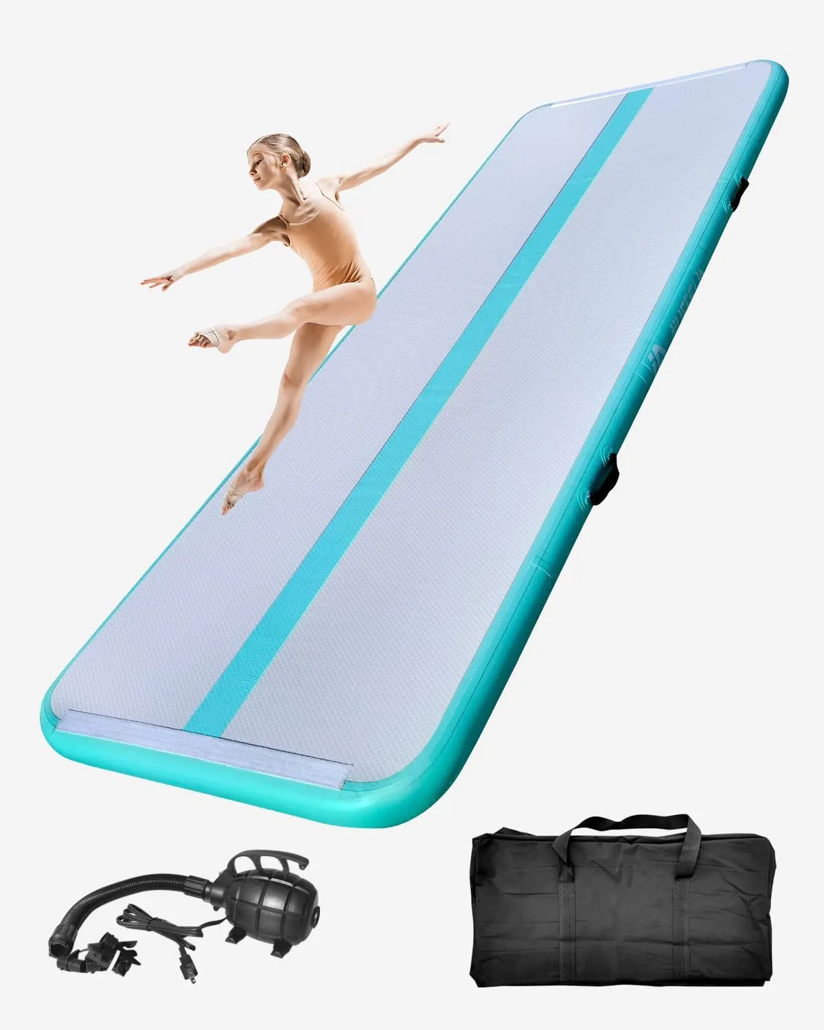 Inflatable Gymnastics Mat Anti-air leakag P6 type PVC material Precision wiring 9.8ft/16.4ft Air Track Tumbling Mat Cheer Mat Yoga mat 4 Inches with Electric Air Pump