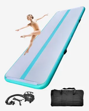 Inflatable Gymnastics Mat Anti-air leakag P6 type PVC material Precision wiring 9.8ft/16.4ft Air Track Tumbling Mat Cheer Mat Yoga mat 4 Inches with Electric Air Pump