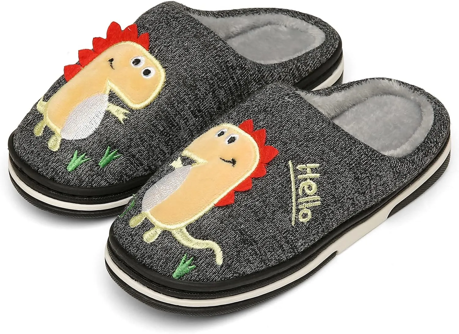 INMINPIN Boys Girls Cozy House Slippers Warm Plush Winter Cotton Slipper Kids Cute Dinosaur Indoor Shoes Non-Slip