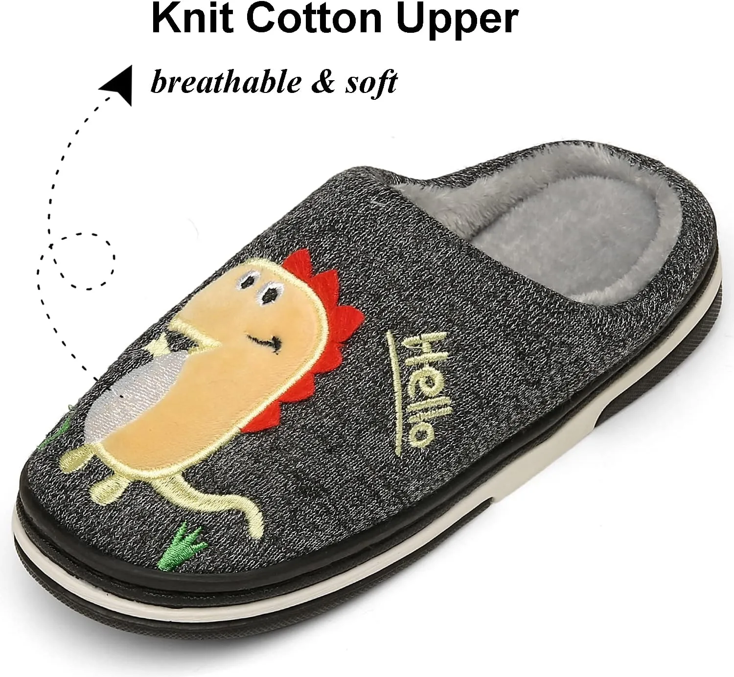 INMINPIN Boys Girls Cozy House Slippers Warm Plush Winter Cotton Slipper Kids Cute Dinosaur Indoor Shoes Non-Slip