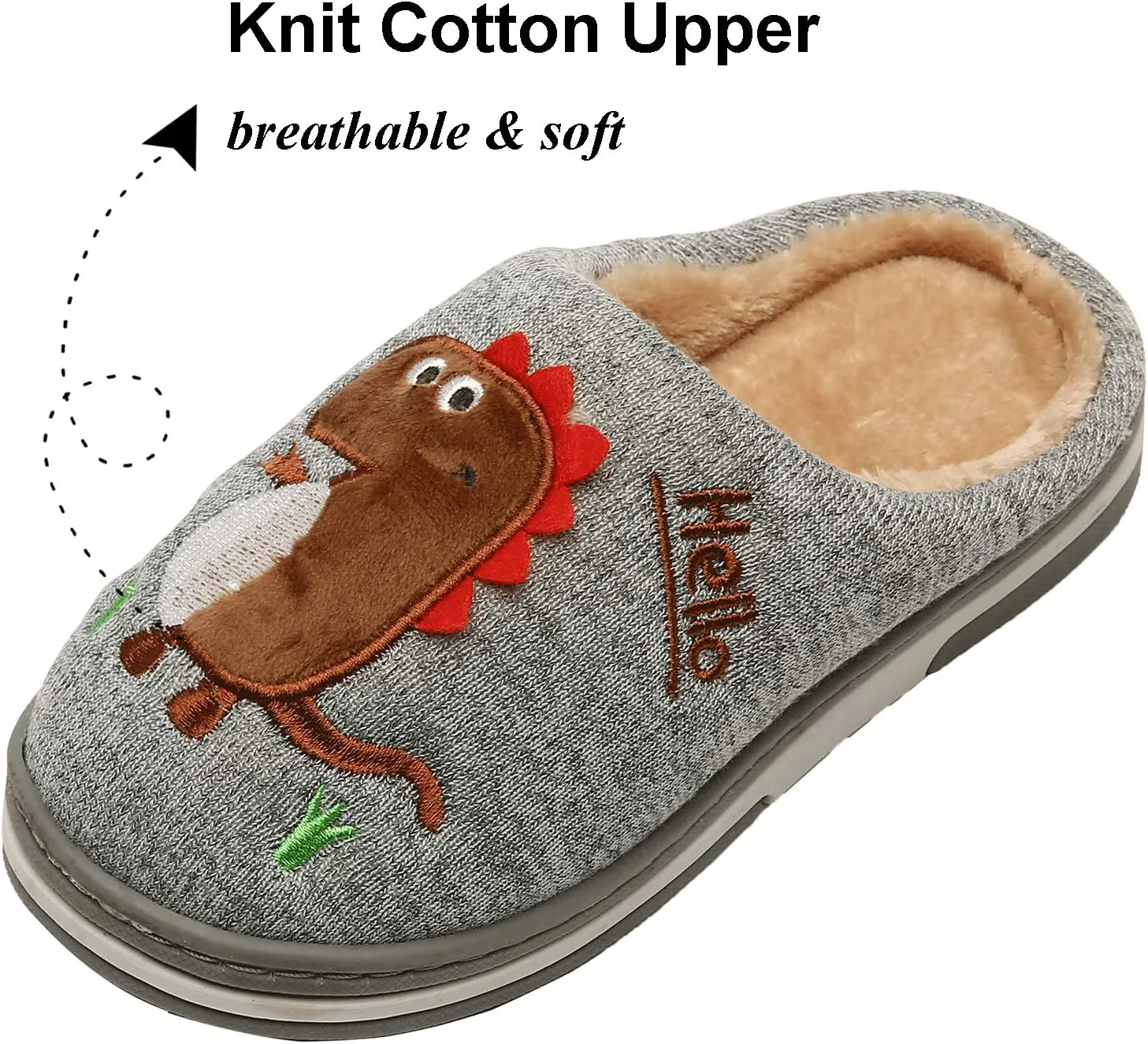 INMINPIN Boys Girls Cozy House Slippers Warm Plush Winter Cotton Slipper Kids Cute Dinosaur Indoor Shoes Non-Slip