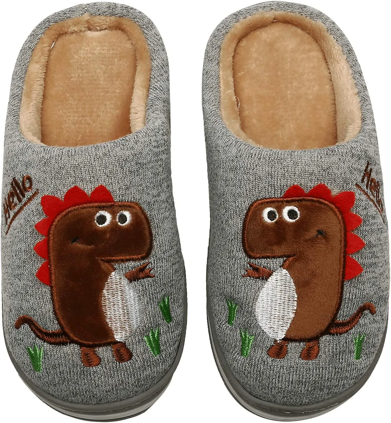 INMINPIN Boys Girls Cozy House Slippers Warm Plush Winter Cotton Slipper Kids Cute Dinosaur Indoor Shoes Non-Slip