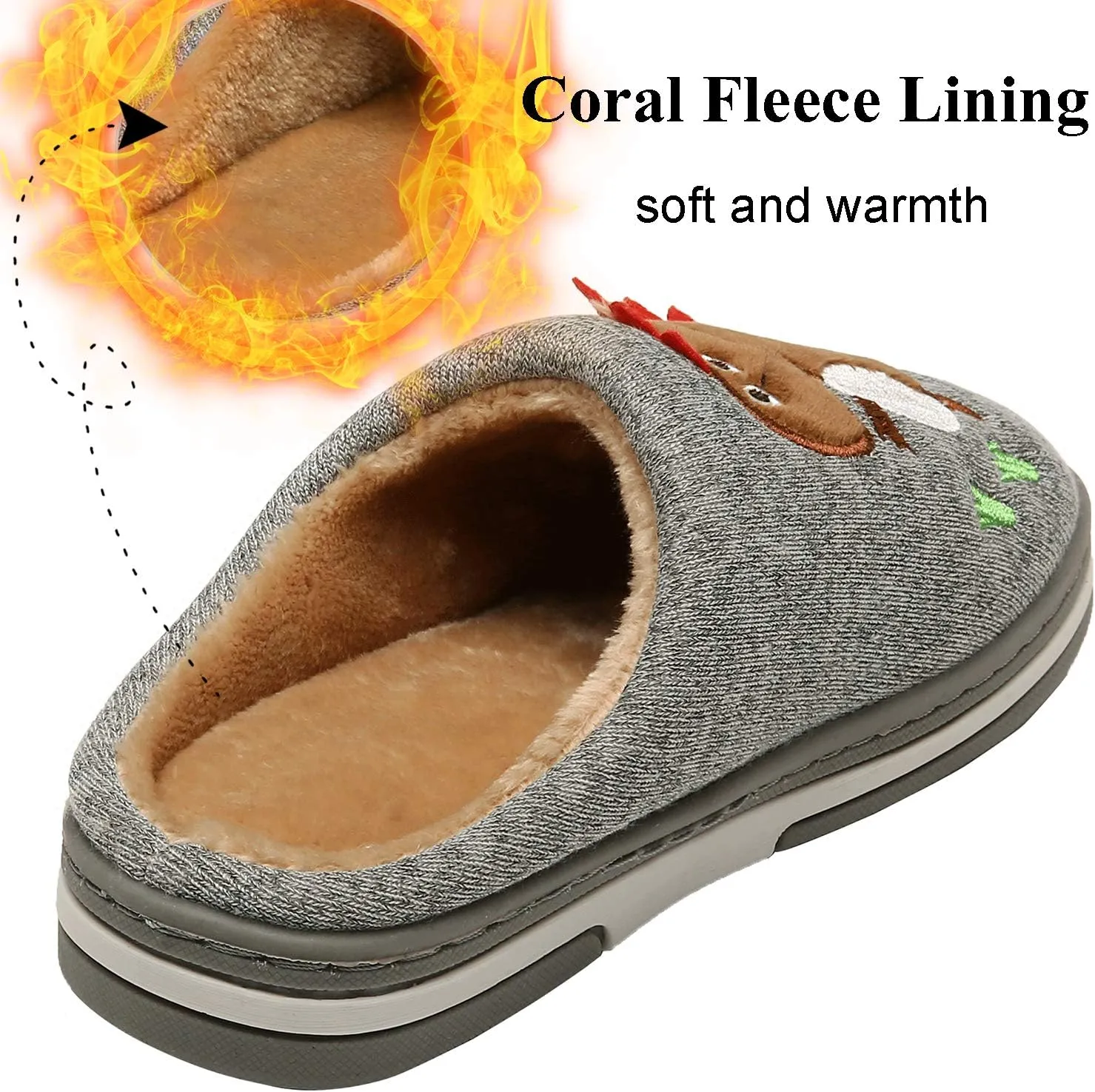 INMINPIN Boys Girls Cozy House Slippers Warm Plush Winter Cotton Slipper Kids Cute Dinosaur Indoor Shoes Non-Slip