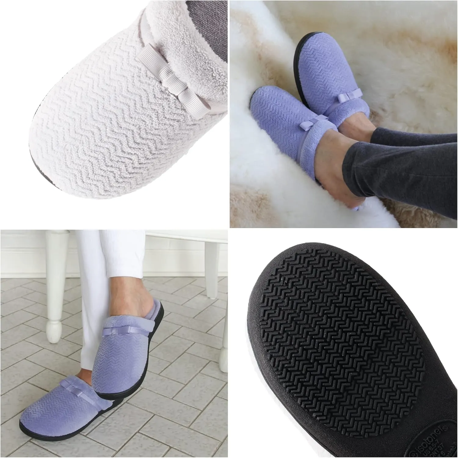 isotoner Women's Chevron Slip on Clog Slippers with Moisture Wicking for Indoor/Outdoor Comfort and Arch Support