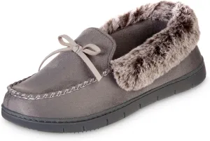 isotoner Women's Microsuede Moccasin Slippers Non-Slip, Indoor/Outdoor, Memory Foam, Machine Washable