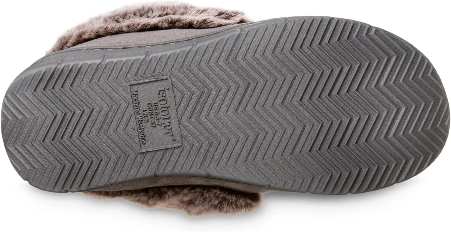 isotoner Women's Microsuede Moccasin Slippers Non-Slip, Indoor/Outdoor, Memory Foam, Machine Washable