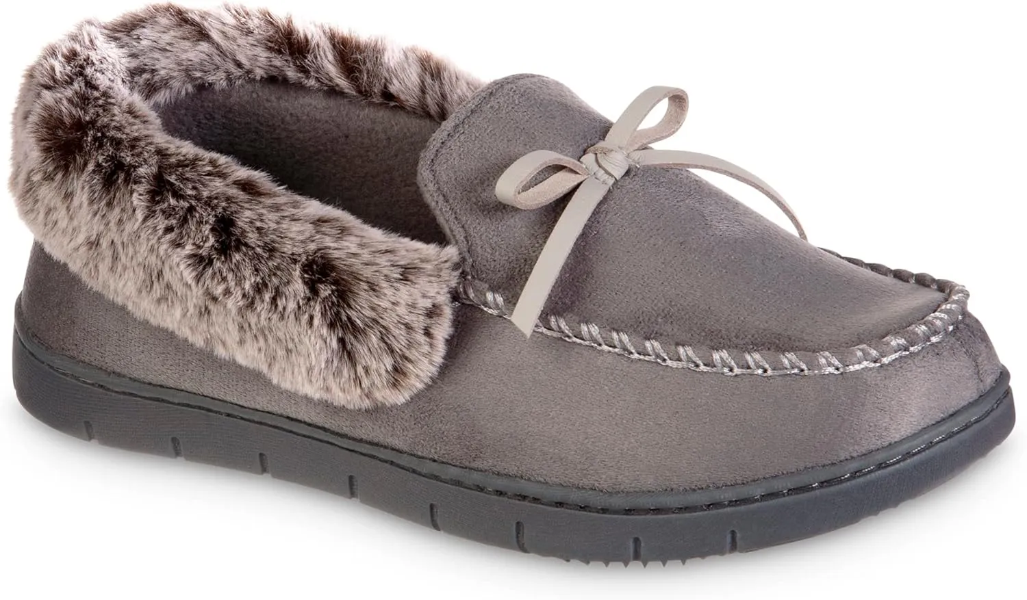 isotoner Women's Microsuede Moccasin Slippers Non-Slip, Indoor/Outdoor, Memory Foam, Machine Washable