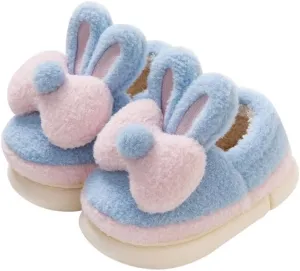 JadeRich Girls Fuzzy Bunny Slippers Anti-Skid Soft Warm Fleece House Shoes with Rabbit Ear Cushioned Winter Slipper for Toddlers/Little Kids