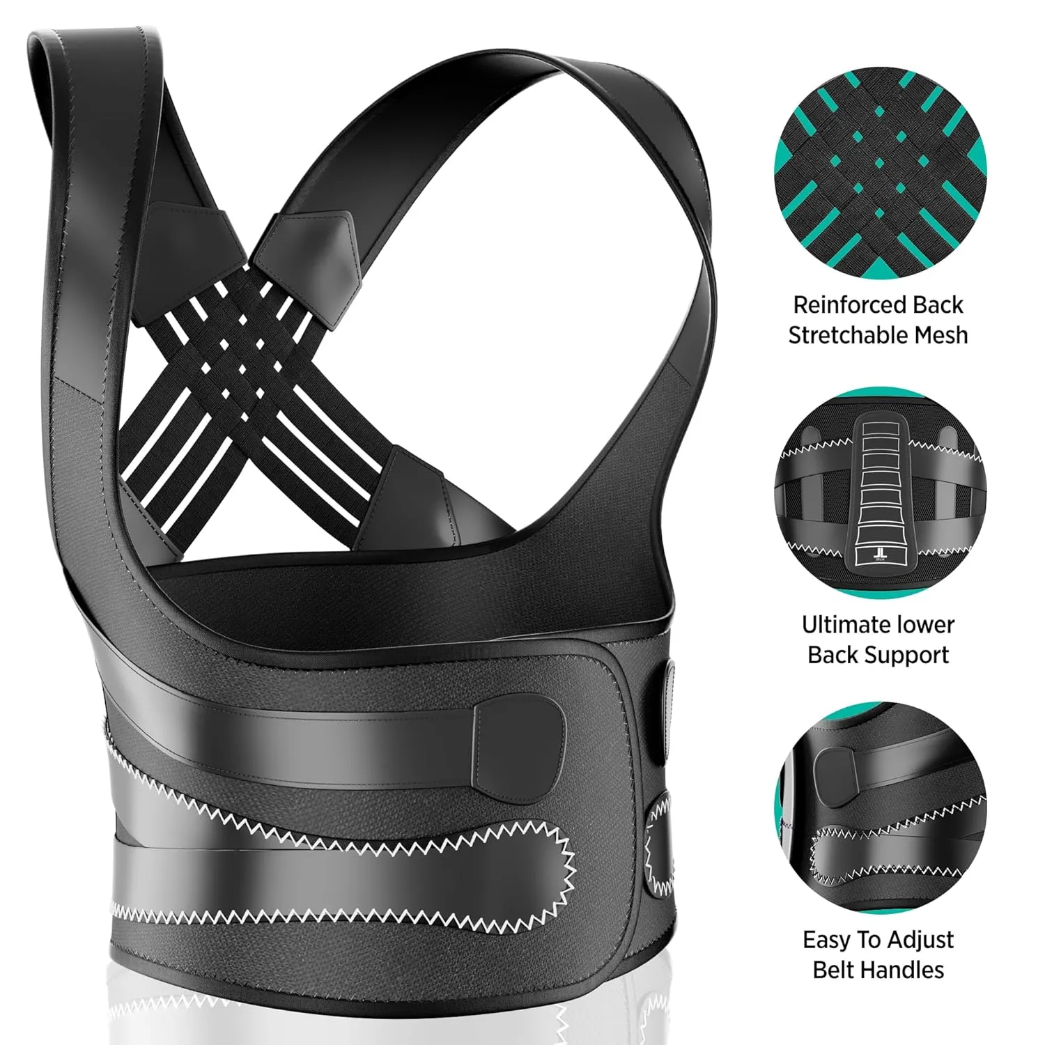 JAL Posture Corrector for Women & Men – Spine Vertical Alignment System for Instant Back Straightening & Lower Back Pain Relief | Full Back Brace & Upright Trainer for Better Posture (Large)