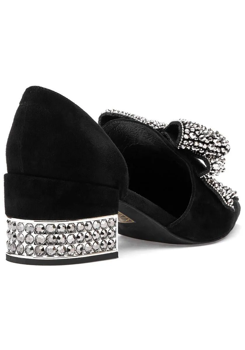 Jeffrey Slip-On-BLACK Valenti SMOKE Birthday discount SILVER SUEDE Womens Bow Loafer Cutting-edge style Campbell