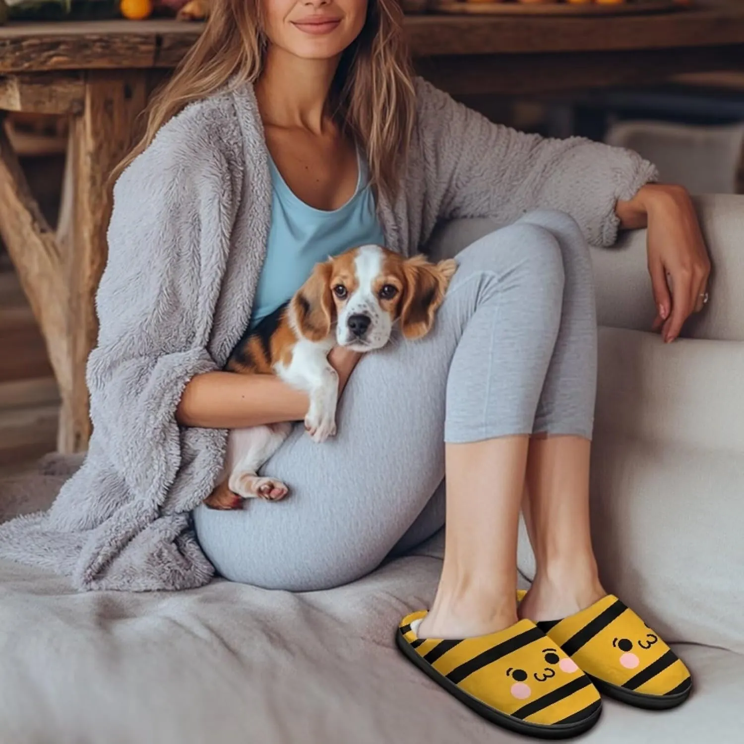 Jeiento Dragonfly Slippers for Women Warm Closed Toe Slipper Winter House Shoes Fuzzy Slippers