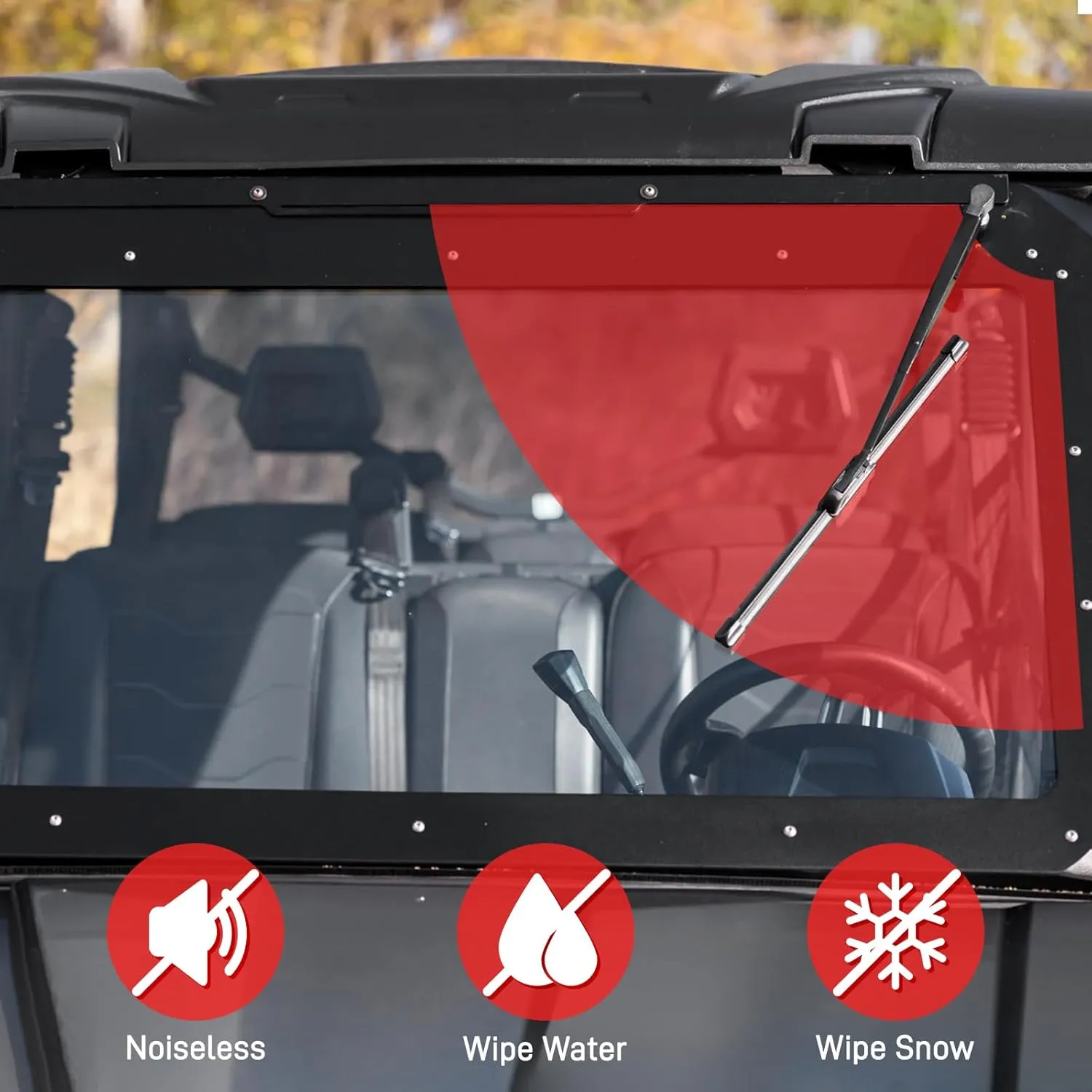 JERBOR UTV Windshield Wiper, Hand Operated Manual Windshield Wiper Kit Compatible with CFMOTO Polaris Ranger RZR Can Am Maverick X3 Commander Defender Pioneer Golf