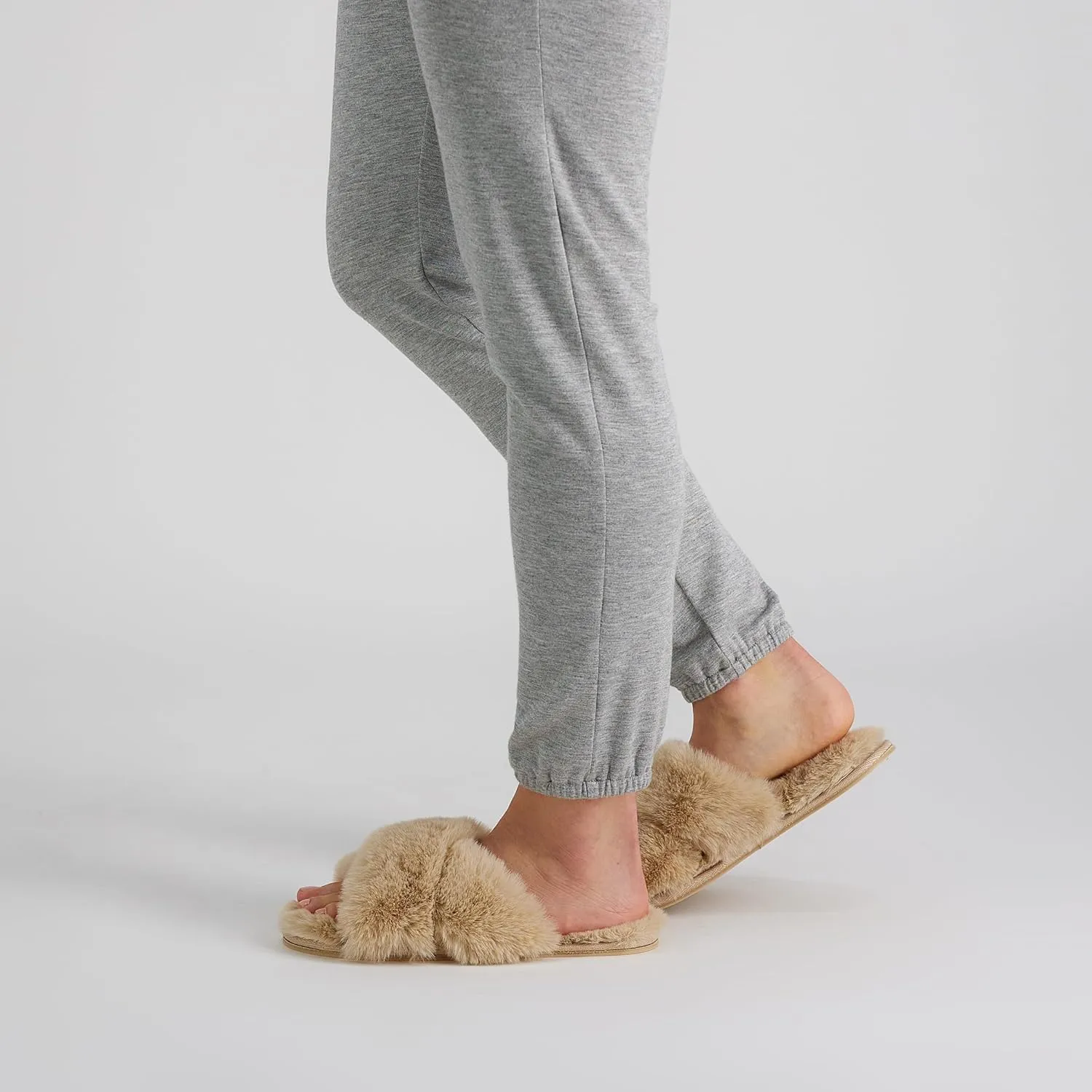 Jessica Simpson Women's Fashion Faux Feather Slide-On Memory Foam Slipper