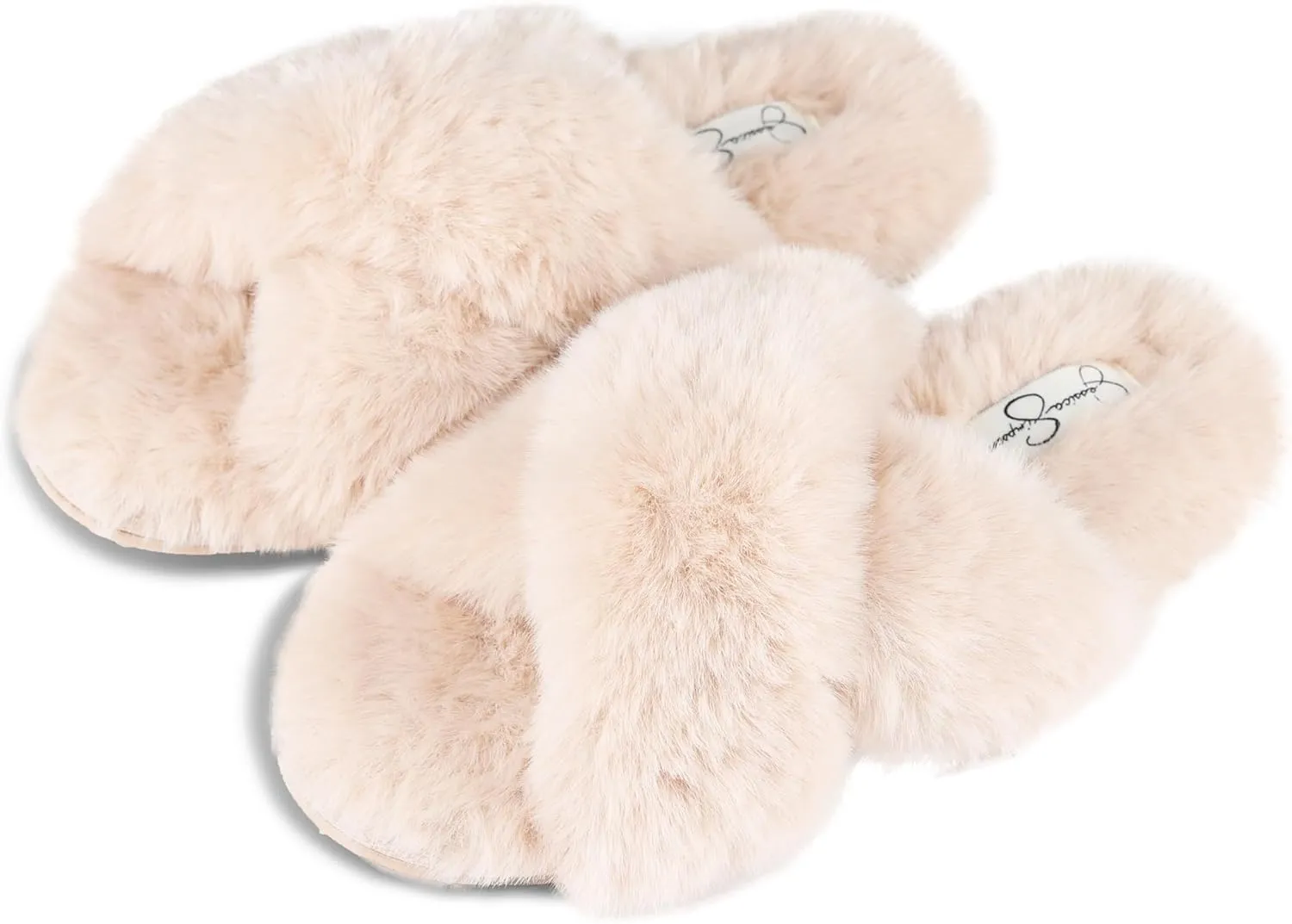 Jessica Simpson Women's Fashion Faux Feather Slide-On Memory Foam Slipper