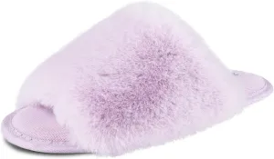 Jessica Simpson Women's Plush Faux Fur Fuzzy Slide on Open Toe Slipper with Memory Foam