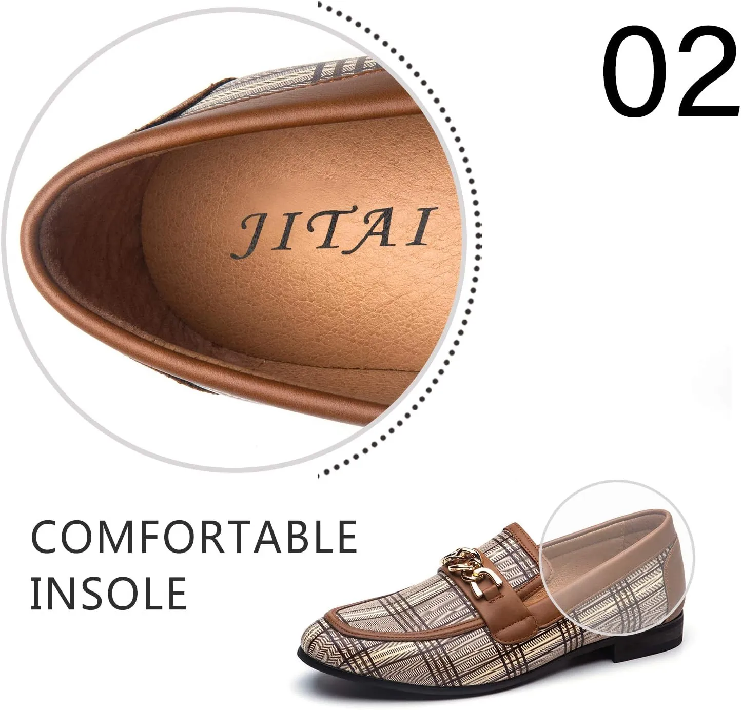 JITAI Mens Leather Shoes Pattern Printing Men's Dress Loafer Shoes Slip-on Casual Loafer Smoking Slipper
