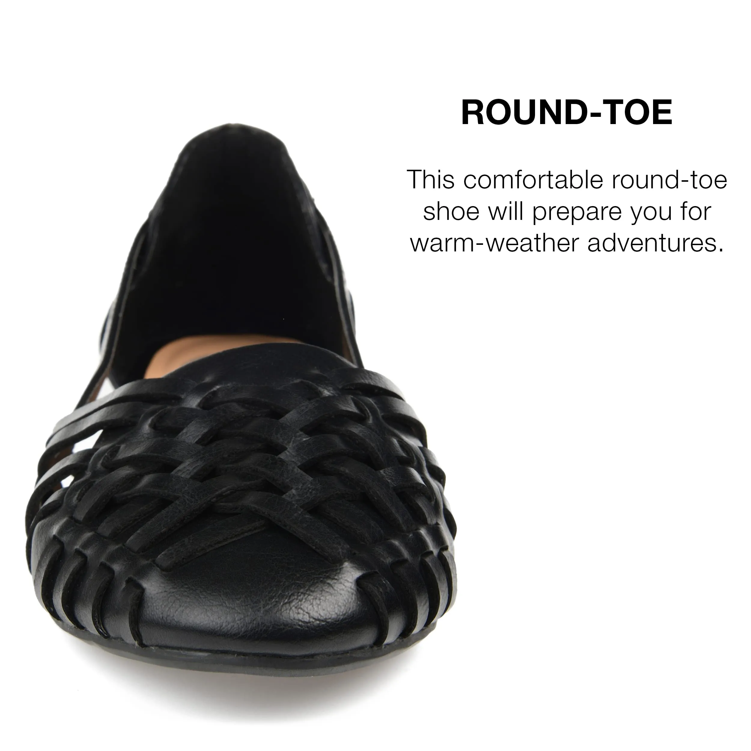 Journee Womens Basket Woven Slip On Sandal Block Heel Caged Closed Round Toe Breathable Ekko Ballet Flat Black 9 Medium Womens US
