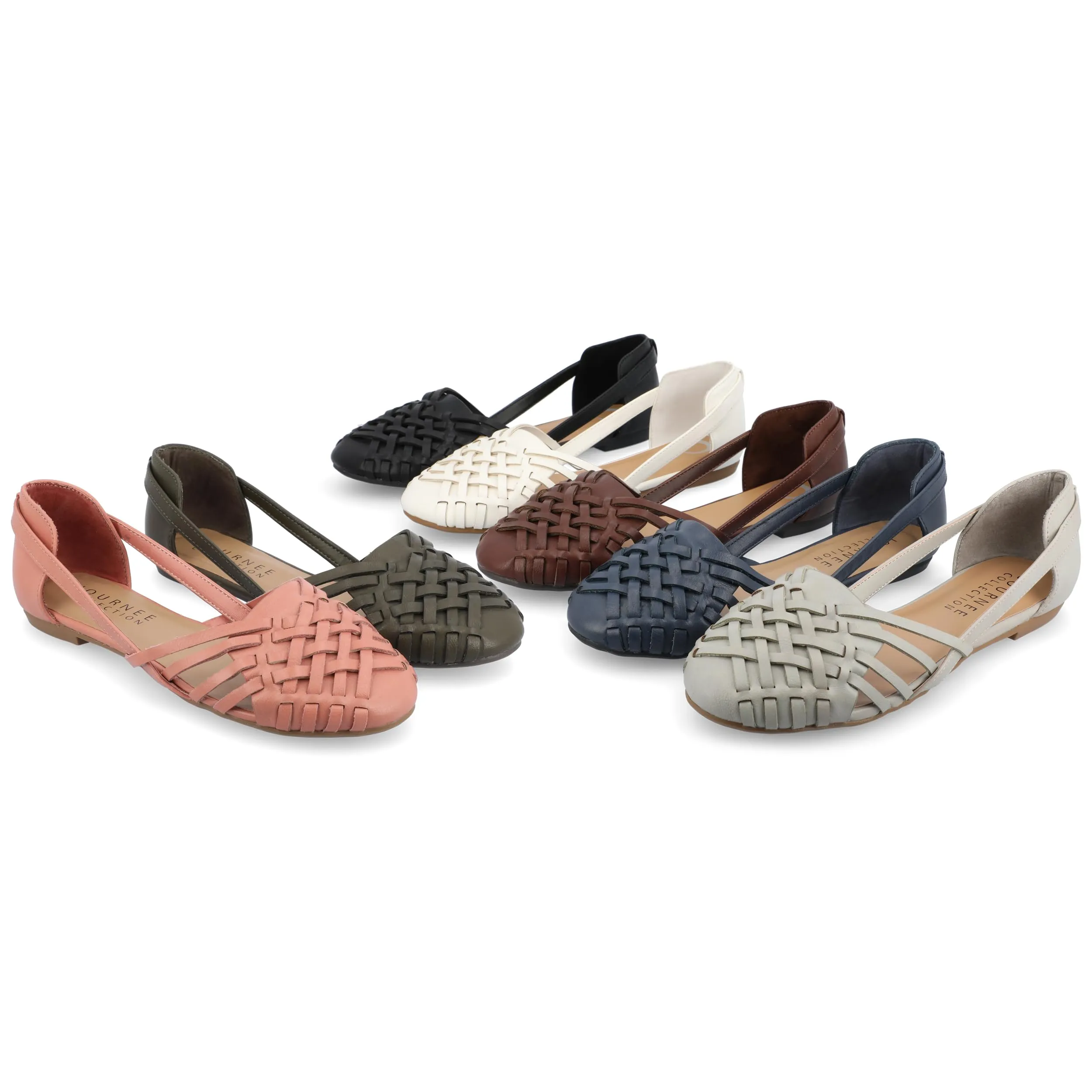 Journee Womens Basket Woven Slip On Sandal Block Heel Caged Closed Round Toe Breathable Ekko Ballet Flat Black 9 Medium Womens US