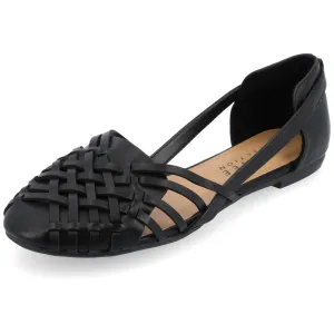 Journee Womens Basket Woven Slip On Sandal Block Heel Caged Closed Round Toe Breathable Ekko Ballet Flat Black 9 Medium Womens US
