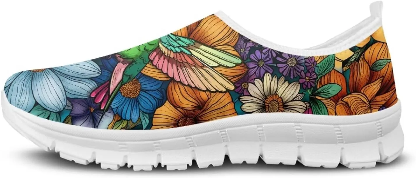 JoyLamoria Bright Blossom Walking Shoes Travel Clog Slip on Causal Loafer with Floral Print Fashion Sneakers for Men Women