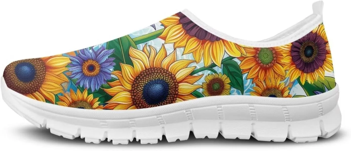 JoyLamoria Bright Blossom Walking Shoes Travel Clog Slip on Causal Loafer with Floral Print Fashion Sneakers for Men Women