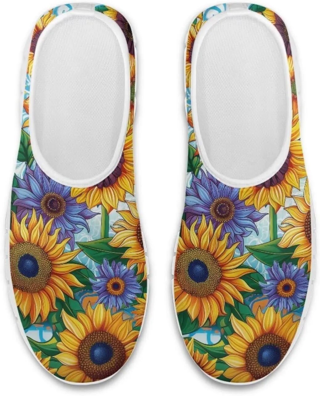 JoyLamoria Bright Blossom Walking Shoes Travel Clog Slip on Causal Loafer with Floral Print Fashion Sneakers for Men Women