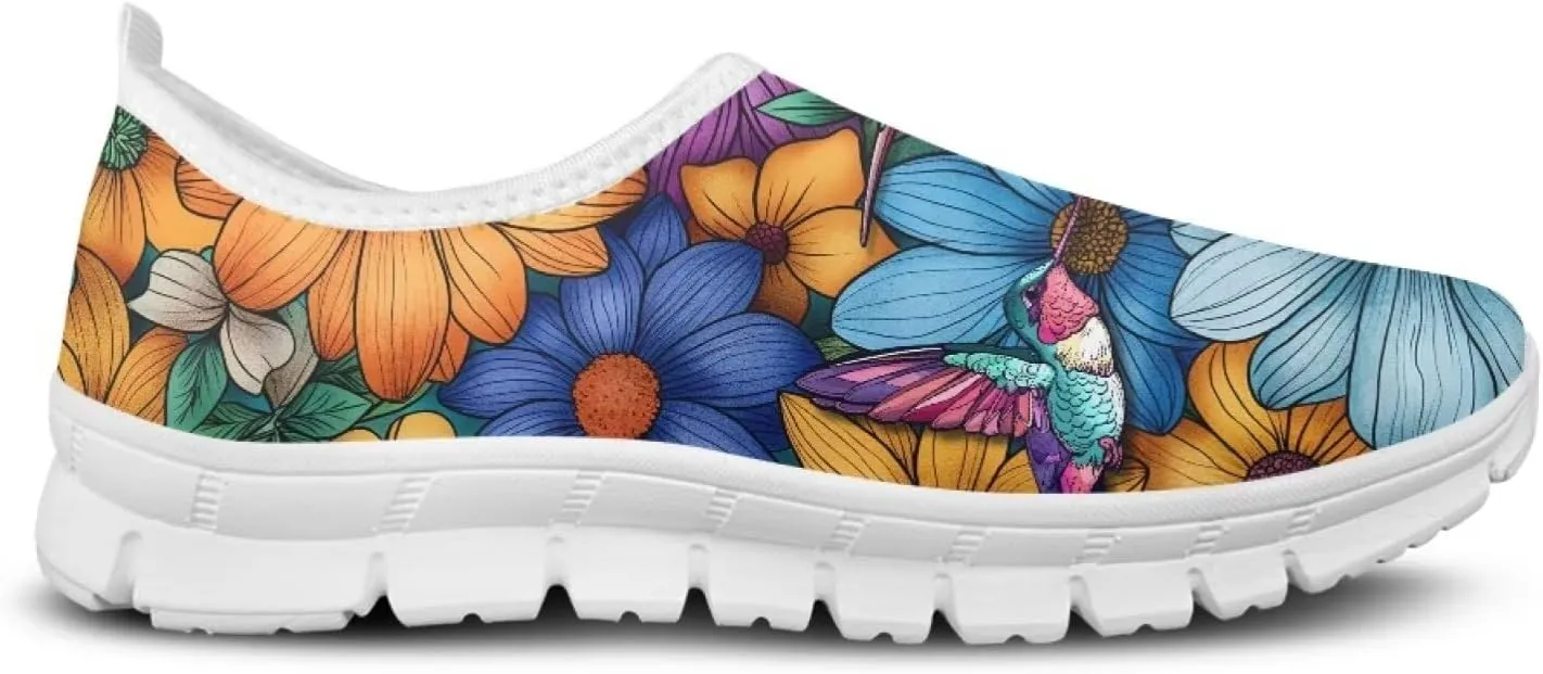 JoyLamoria Bright Blossom Walking Shoes Travel Clog Slip on Causal Loafer with Floral Print Fashion Sneakers for Men Women