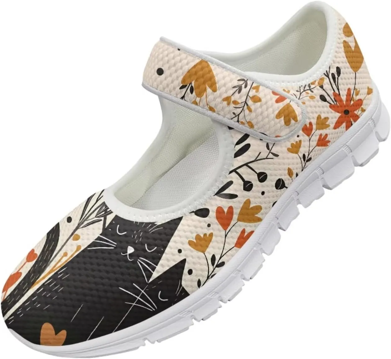 JoyLamoria Women’s Breathable Walking Shoes Trainer Sport Sneakers Adjustable Flats,Tropical Sloth Palm Leaves Print