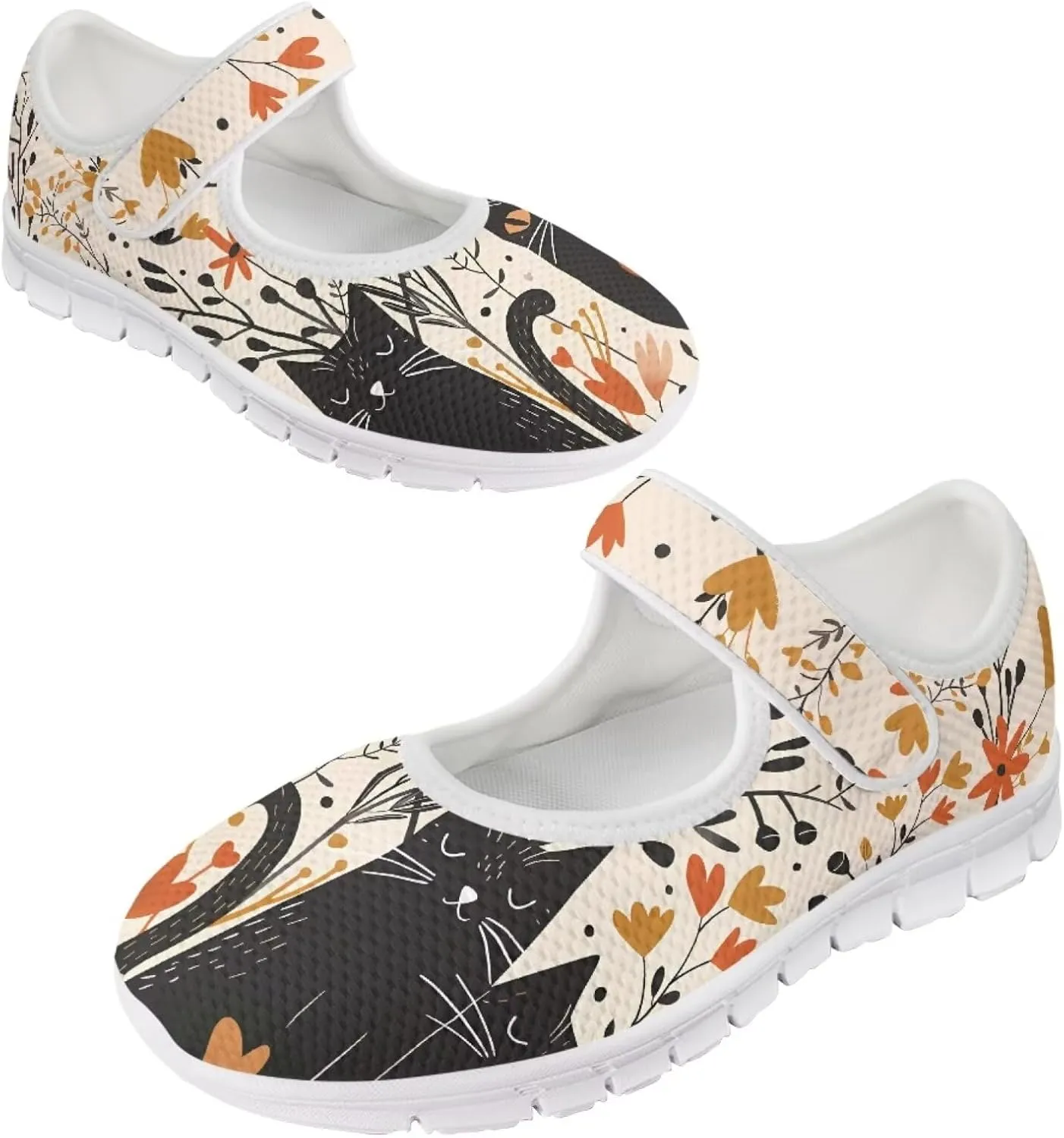 JoyLamoria Women’s Breathable Walking Shoes Trainer Sport Sneakers Adjustable Flats,Tropical Sloth Palm Leaves Print