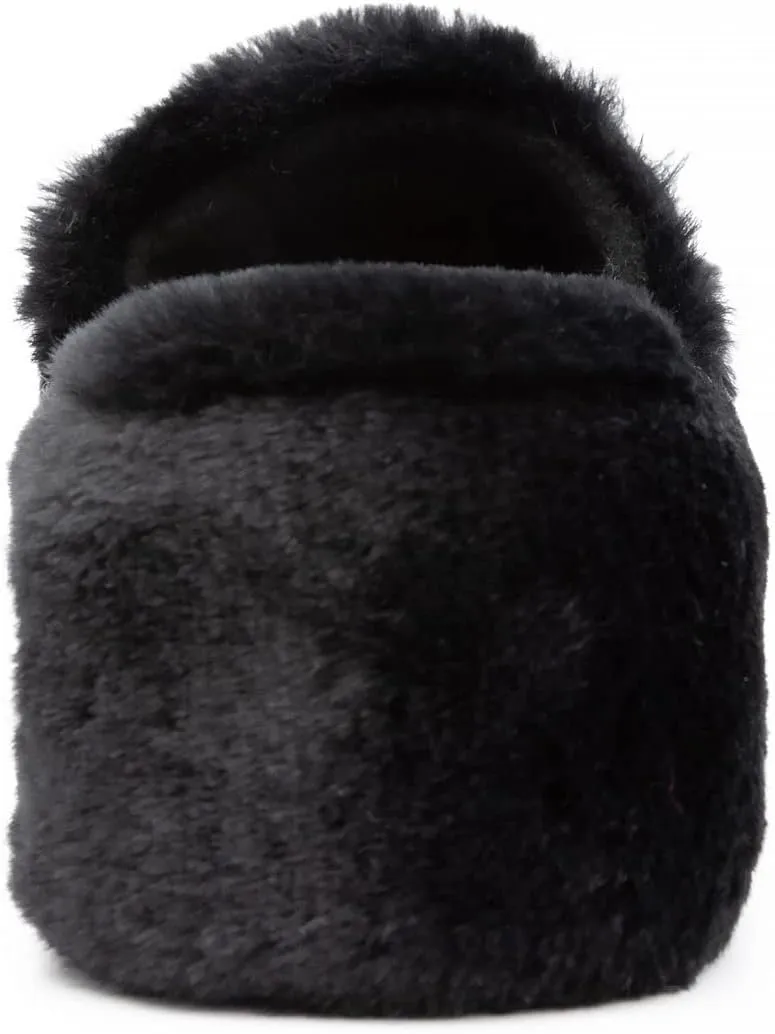 Juicy Couture Women's Faux Fur Platform Slippers – Fluffy Cozy Indoor Outdoor Slip-On House Shoes