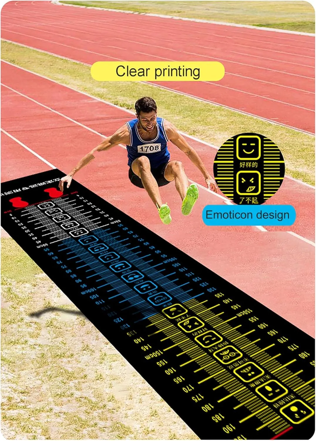Jumping Measurer Mat, Long Jump Measuring Pad, Jump Practice Trainer Device, Jump Roping Training Mat (Black)