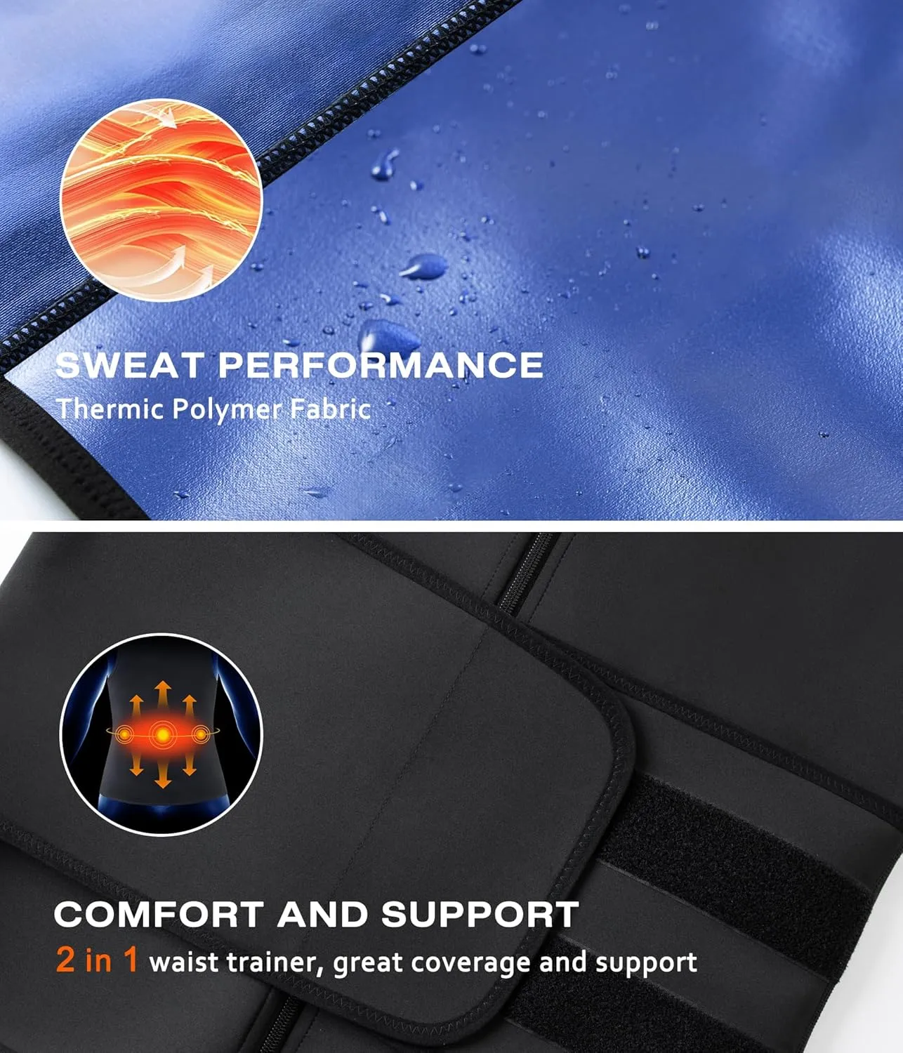 Junlan Sauna Suit for Men 2 in 1 Waist Trainer Sauna Shirt for Men Sweat Band for Stomach