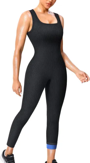 Junlan Sauna Suit Women Waist Trainer Ribbed Sweat Sauna Shirt Full Body Jumpsuit
