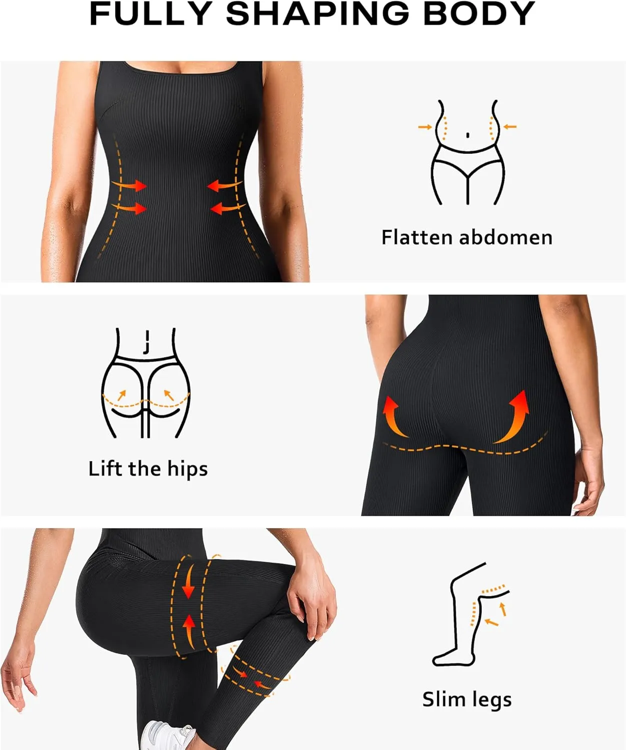 Junlan Sauna Suit Women Waist Trainer Ribbed Sweat Sauna Shirt Full Body Jumpsuit