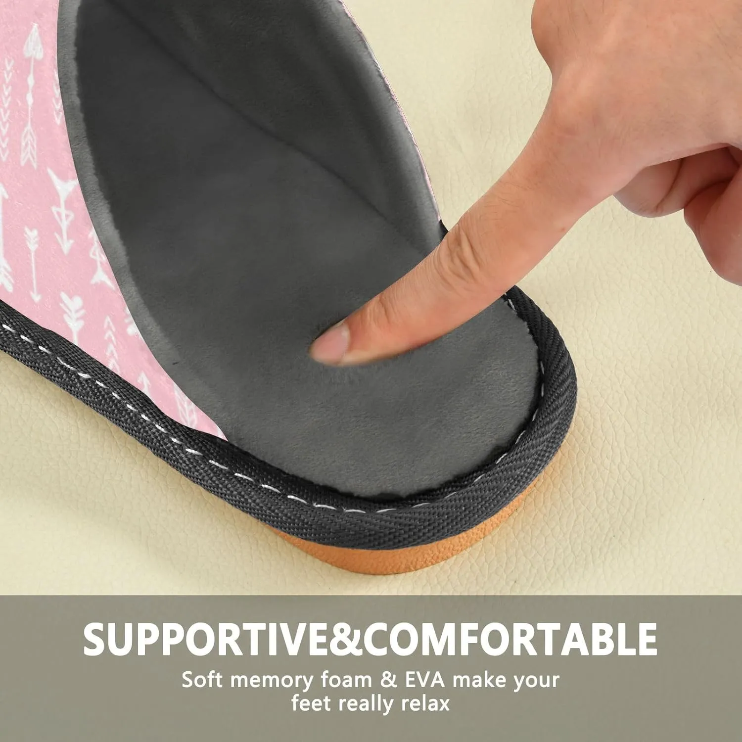 JUNZAN Slipper For Women Seamless Arrows Womens Indoor Slipper Woman Slippers Memory Foam Women Slippers For Home Bed Slippers