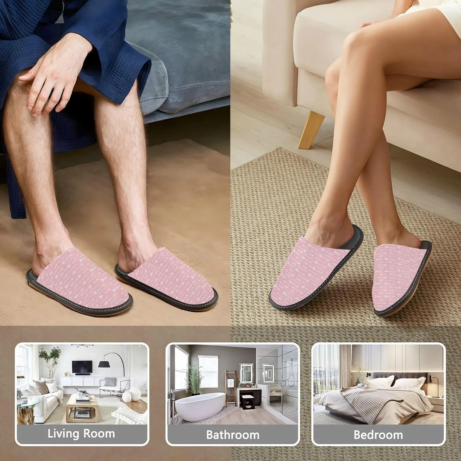 JUNZAN Slipper For Women Seamless Arrows Womens Indoor Slipper Woman Slippers Memory Foam Women Slippers For Home Bed Slippers