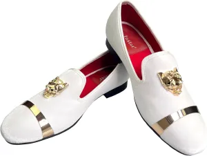 Justar Men's Velvet Loafers Slip-on Dress Shoes with Gold Buckle Penny Loafer Red Slippers Flats