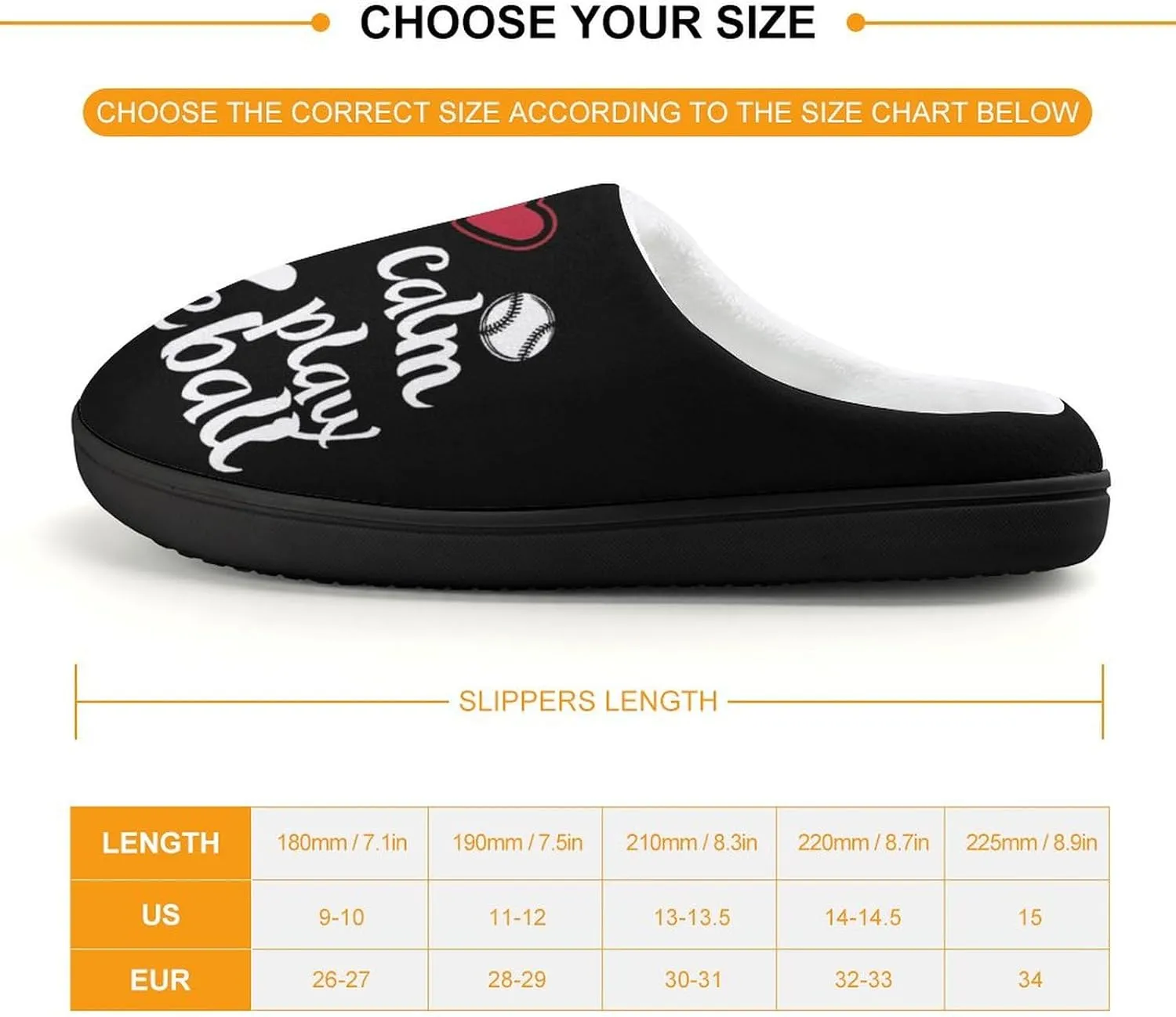 Keep Calm And Play Baseball Cute Cotton Slippers Anti-slip House Shoes Funny Slipper Indoor Outdoor