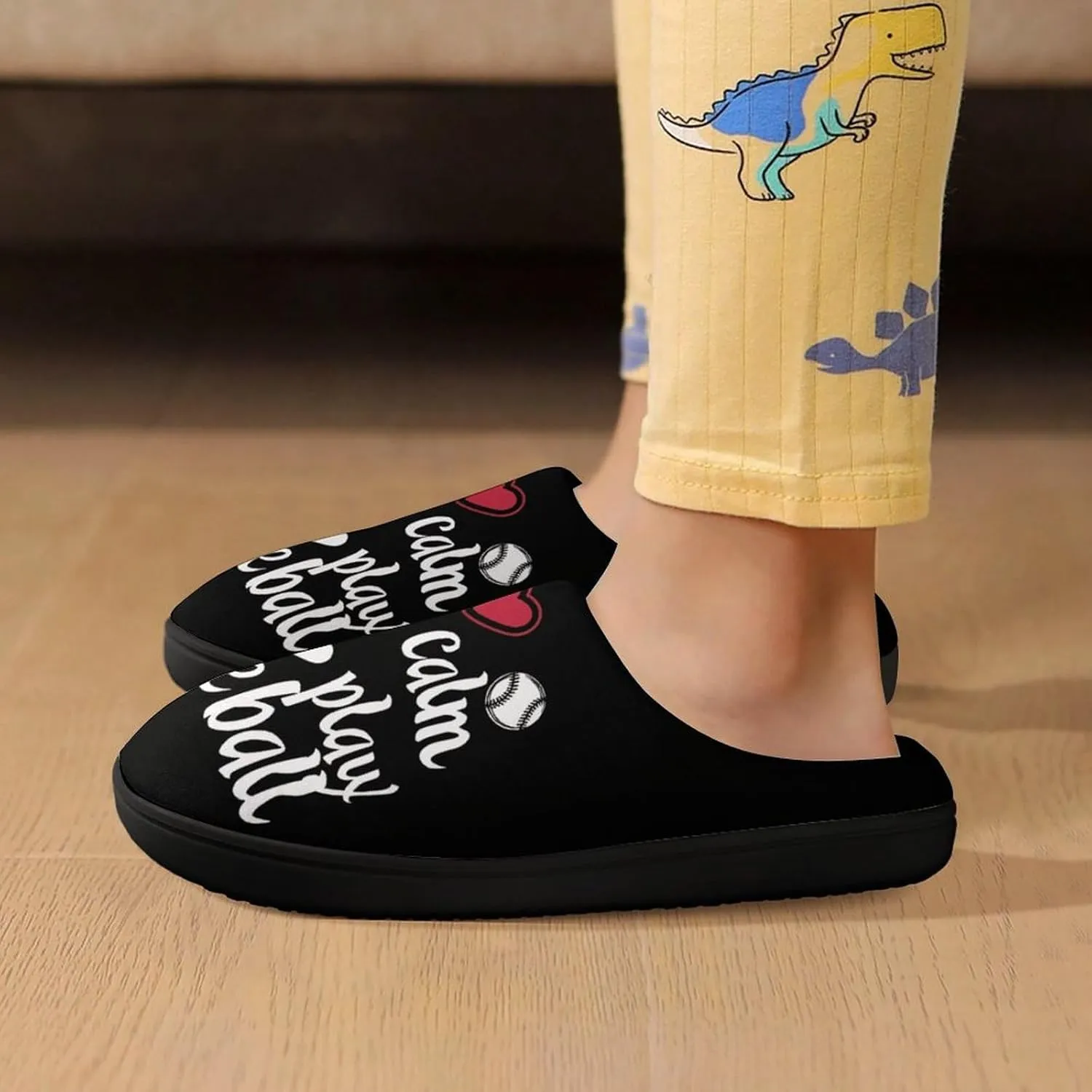 Keep Calm And Play Baseball Cute Cotton Slippers Anti-slip House Shoes Funny Slipper Indoor Outdoor