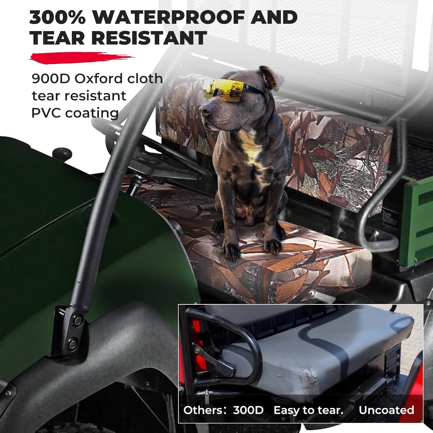 KEMIMOTO Mule Seat Cover Compatible with Kawasaki Mule 3000 3010 3020 4000 4010 2001-2023 2025 UTV Bench Seat Cover Set Camo Anti-Scratch Full Protection Camouflage
