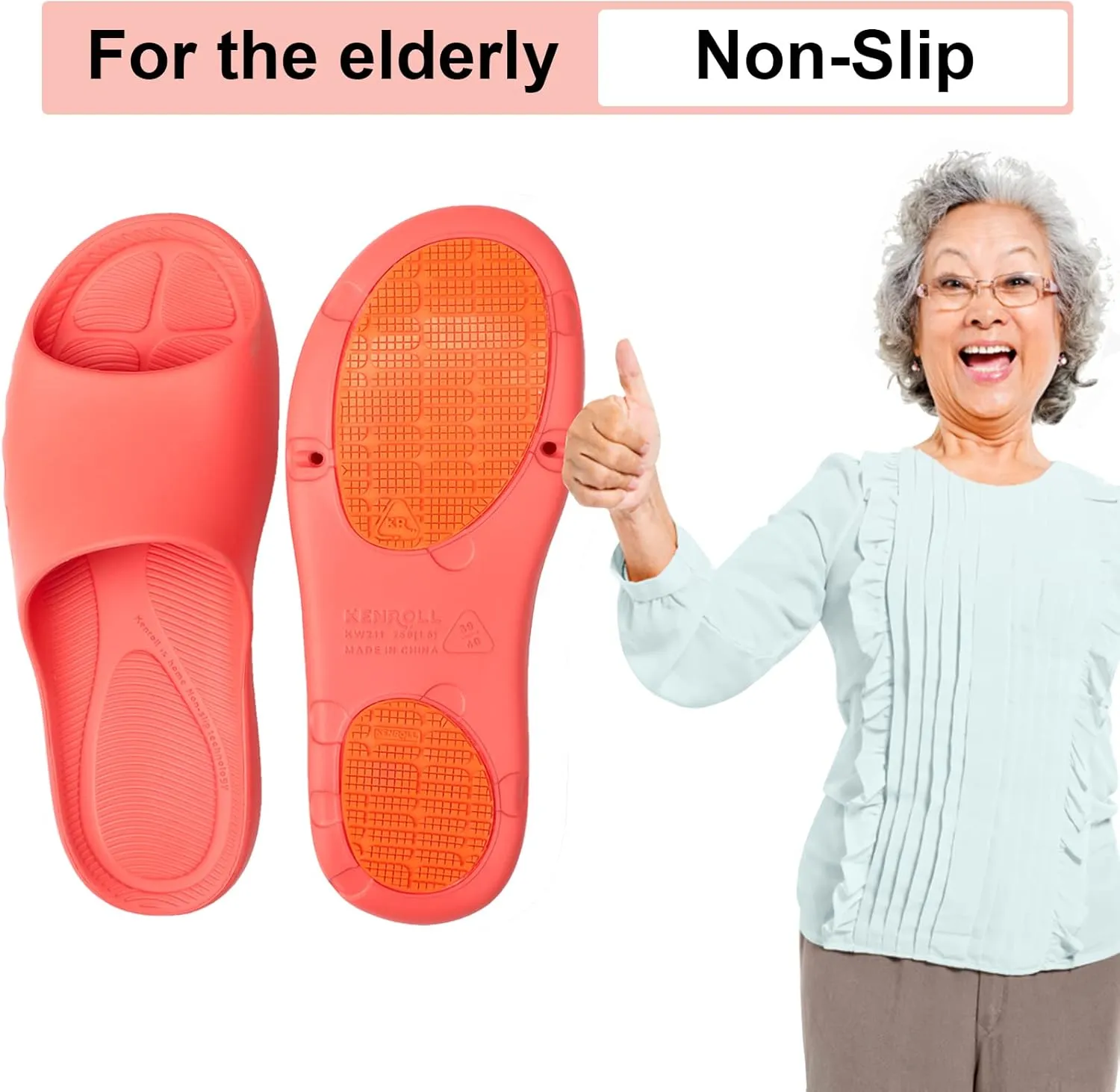 KENROLL Non Slip Shower Shoes for Maternity and Elderly People's, Comfy Womens Slides for Women and Men, Summer Bath Slippers