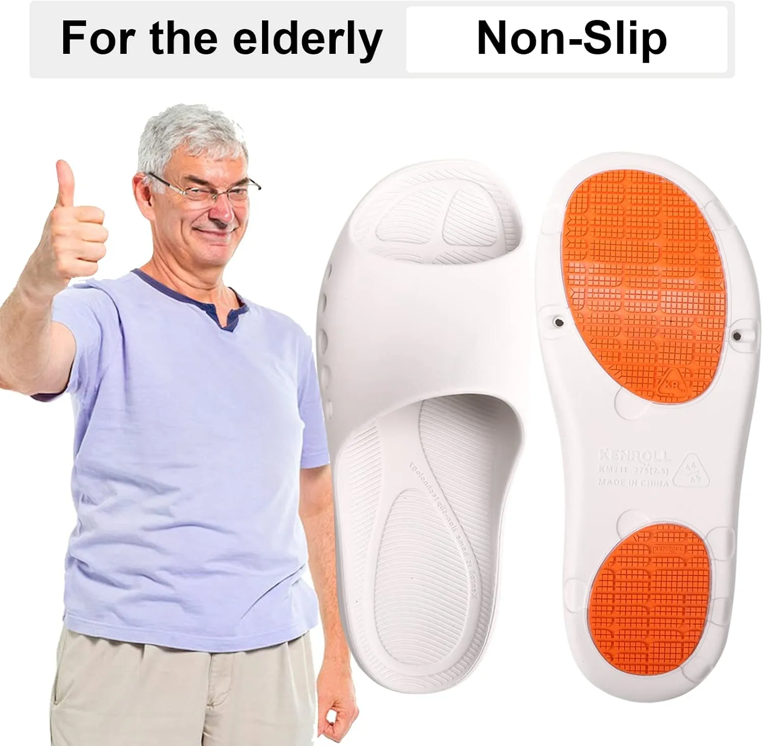 KENROLL Non Slip Shower Shoes for Maternity and Elderly People's, Comfy Womens Slides for Women and Men, Summer Bath Slippers