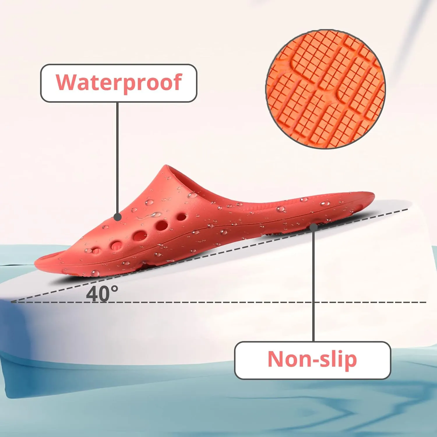 KENROLL Non Slip Shower Shoes for Maternity and Elderly People's, Comfy Womens Slides for Women and Men, Summer Bath Slippers