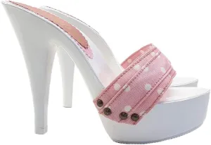 Kiara Shoes White Mule with Pink Polka Dot Upper Made in Italy - K9401 ROSA POIS