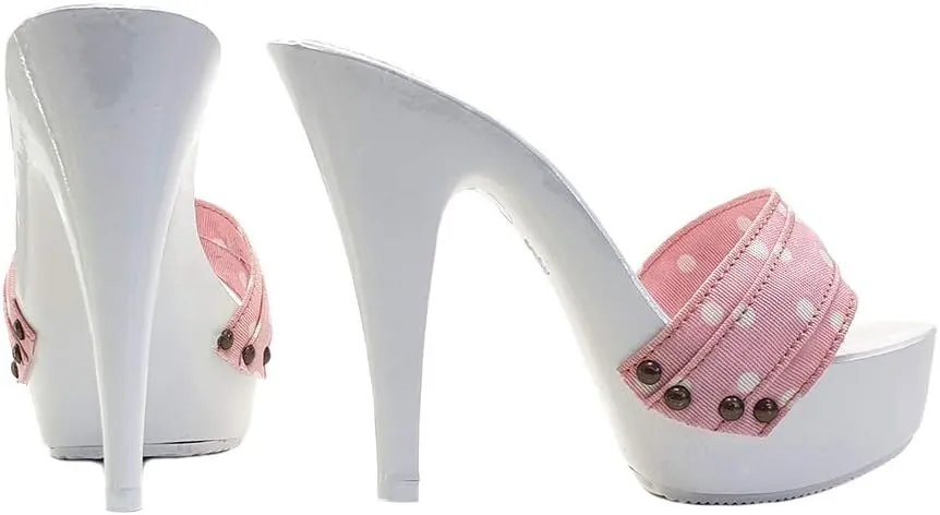 Kiara Shoes White Mule with Pink Polka Dot Upper Made in Italy - K9401 ROSA POIS