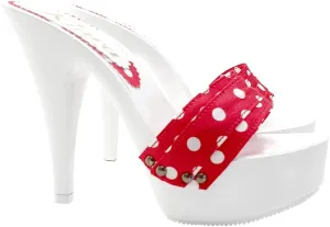 Kiara Shoes White Mule with red Polka Dot Upper Made in Italy - K9401 POIS Rosso